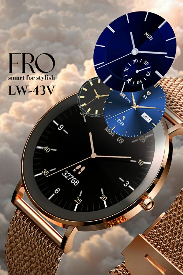 FRO Lw-43v Ultra Ince Şık Akıllı Saat,sağlık Takibi, Uzun Şarj Süresi